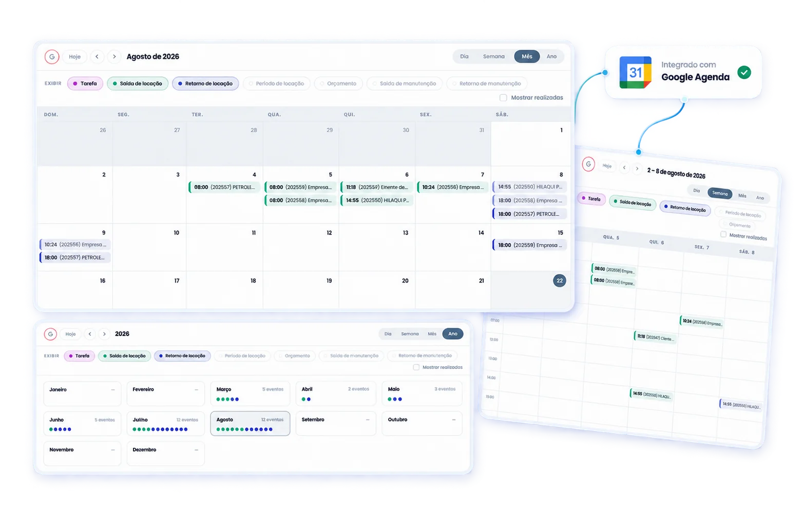 Agenda integrada do Nixloc com Google Agenda